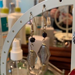 Black and Silver Dangle Earrings NWOT